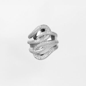 Anillo Elegante con circonitas entrelazas en 6 filas - Imagen 1