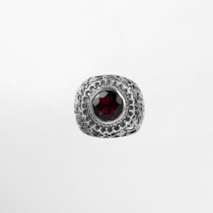 Anillo Sello piedra circular granate - Imagen 1