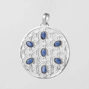 Colgante Circular Flor de la Vida con piedras azul oscuro - Imagen 1