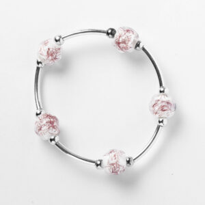 Pulsera Cristal Murano en Blanco y Rojo - Imagen 1