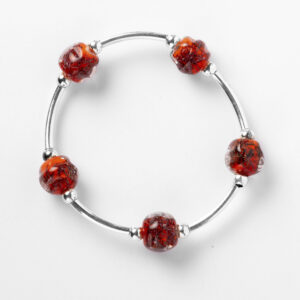 Pulsera Cristal Murano Coral Oscuro - Imagen 1